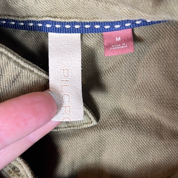 Anthropologie Blouse Womens Medium Pilcro Green Ruffle Button Down Western - Picture 9 of 10